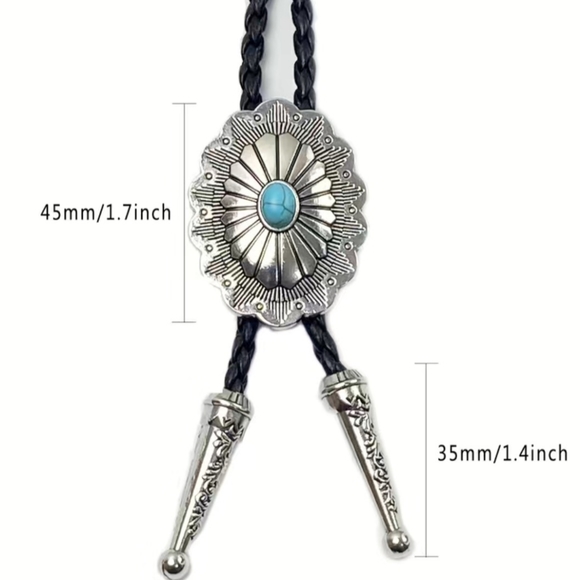 New Turqouise color leather 40" bolo tie - Picture 3 of 5
